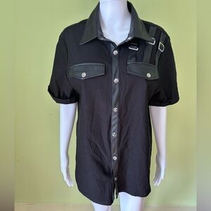 KILLSTAR MENS CORPORATE HELL BUCKLE ACCENT SNAP UP SHIRT SIZE LARGE